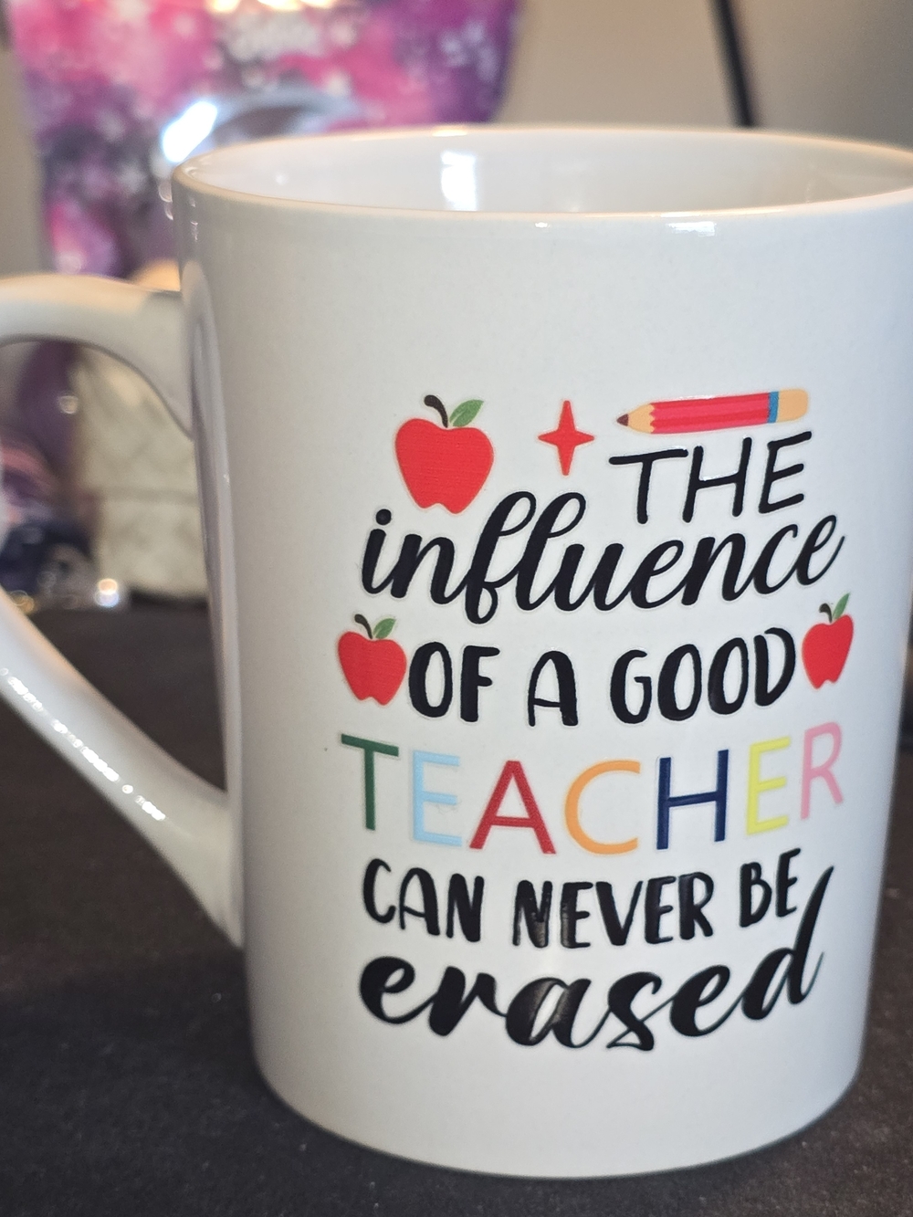 White Teacher Appreciation Mug - The Influence of a Good Teacher